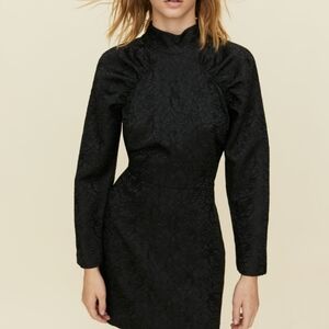 Aritzia Little Moon Sangria Puff Sleeve Jacquard Mini Dress Black Size 2